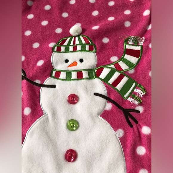Bonnie Jean Girls 4/4T Pink Fleece Jumper with Polka Dots & Snowman Appliqué - Picture 3 of 9